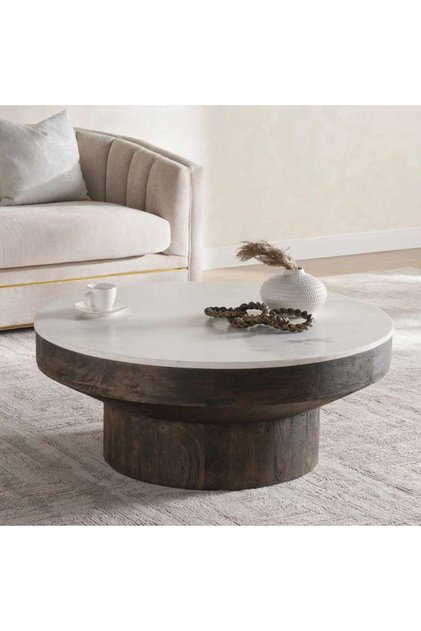 Abelia Coffee Table Marble - White & Brown