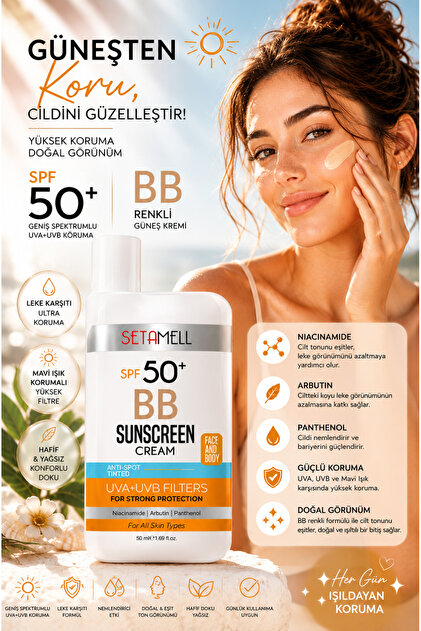 BB Renkli Güneş Kremi Yüksek Koruma SPF 50+ - COLORED SUN CREAM 50 ml