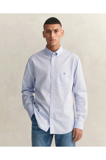 Men's Blue Regular Fit Logo Shirt