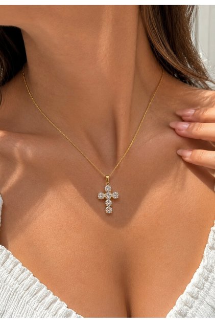 Gümüş Haç Kolye, 925 Ayar Gümüş Kaç Kolye, Cross Kolye, Haç Kolye, Taşlı Haç Kolye