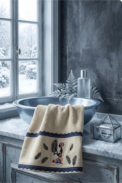 Zahara | Patented Design - Soft Thick Textured Embroidered Hand and Face Towel - 100% Cotton, Stylish, Ethnic Design Towel (50X90 cm)