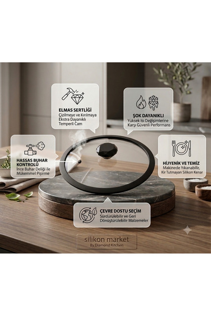 30 cm Silicone Glass Lid Compatible with Diamond Series Pots and Pans