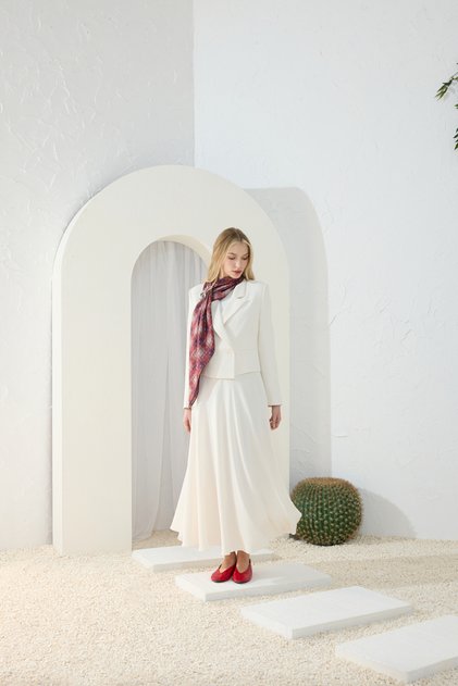 Ecru Classic Flared Skirt