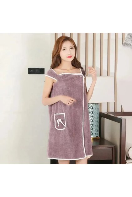 Taro purple Womens Bath Towels Girls Wearable 90*130Cm Fast Drying Bathing Beach Spa Bathrobes Wash
