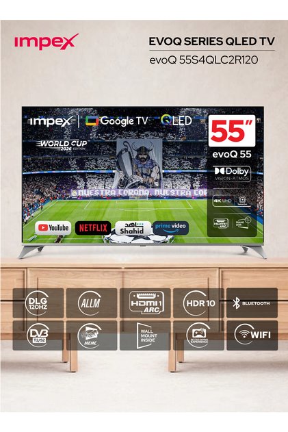 تلفزيون جوجل الذكي LED بدقة 4K مقاس 55 بوصة Evoq55S4RLC2 - أسود