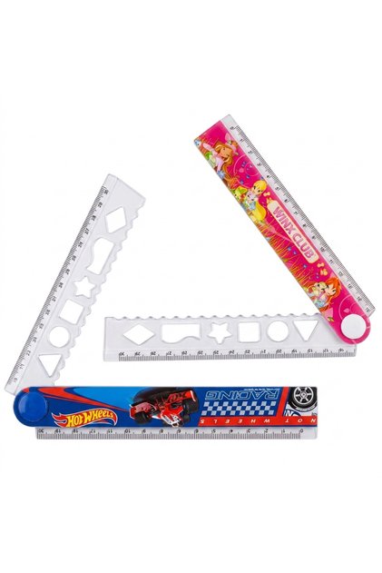 Cetvel Set 2 li Hot Wheels katlanır şekilli cetvel, Winx Club katlanır şekilli cetvel