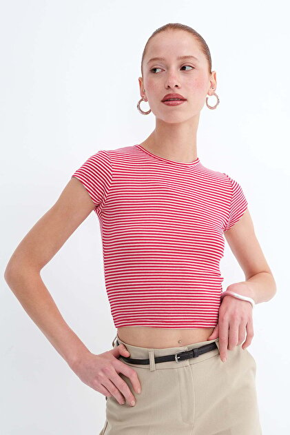Addax Bisiklet Yaka Çizgili T-shirt P1938 - Fiyatı, Yorumları