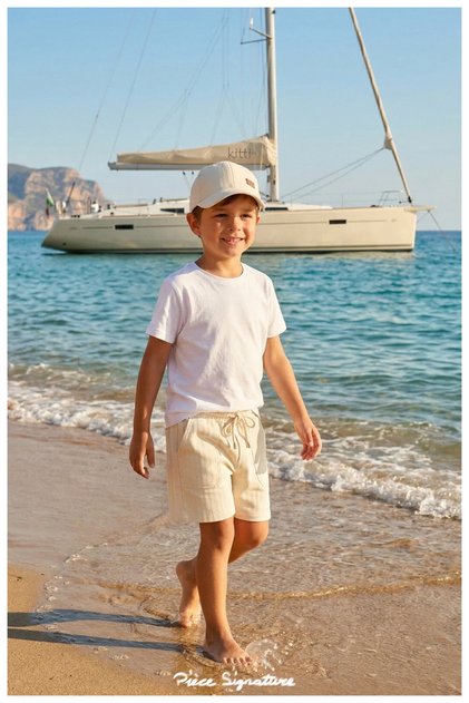 100% Cotton, for Young Children, Herringbone Fabric, Special Flat D Leather Emblem Cap (Ages 7-10) (Unisex)