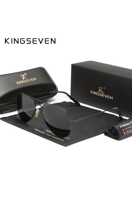 C1-Black-Gray KINGSEVEN Pilot Alloy Sunglasses Polarization UV400 Anti-reflection Full Frame Parsnip