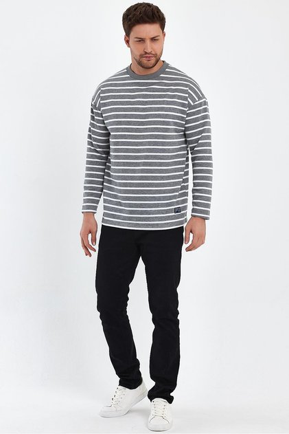 STRIPED COMFORT FIT BASIC SWEATSHIRT (B23-00158)