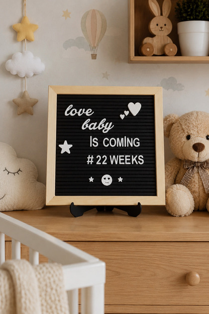 Ahşap Çerçeveli Yazı Panosu -Letterboard (Ahşap Stant’lı )