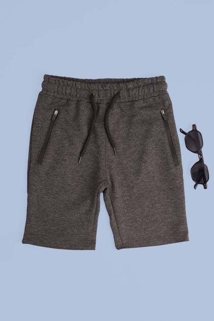 Belt-Tied Pocket Zippered Boys' Capri Pants