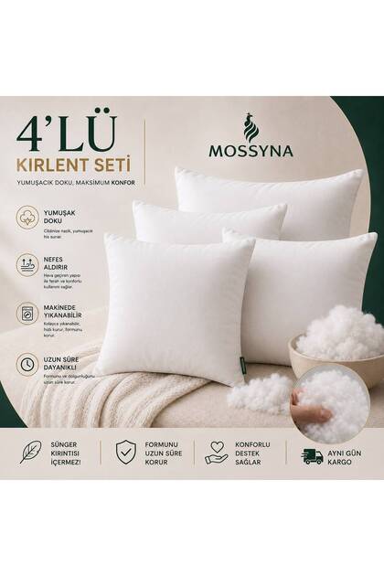 4'lü Ultra Dolgun Kırlent İç Yastık Boncuk Silikon Farklı Ebat Seçeneği Ve Yıkanabilir