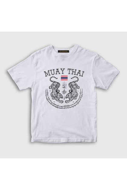 Unisex Kids White Thailand Tiger Ufc Mma Muay Thai T-Shirt 499029Tt