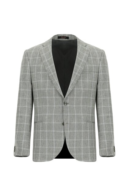 6 Drop Regular Fit Standard Cut Wool Plaid Jacket