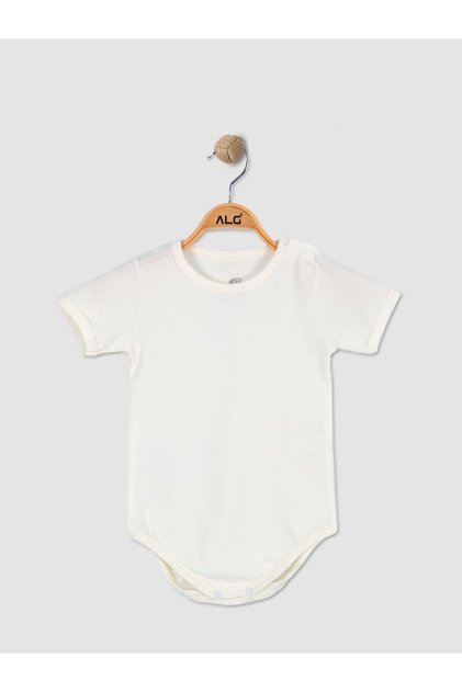 Baby Bodysuit with Snaps Short Sleeves - White 100% Cotton
