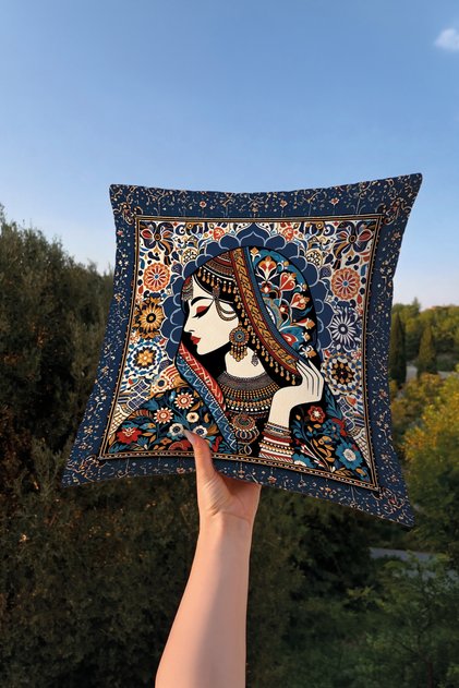 Ethnic Patterned Women's Anime Throw Pillow Cover 43X43 – Game and Movie Themed Decorative Pillowcase