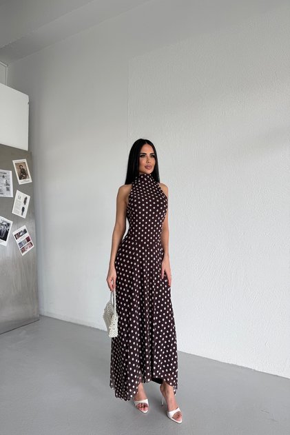 Halter Neck Dress with Polka Dot Design