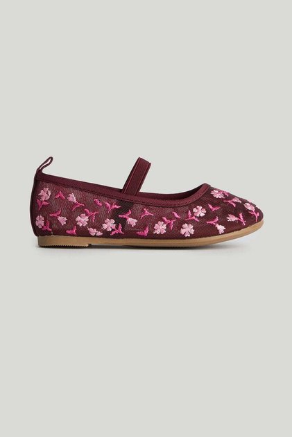 Brown Floral Ballerina Shoes
