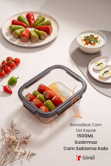 Borosilicate Glass Container with Lid, Heat Resistant, Leak-Proof Glass Storage Container 1500 ml – 23X18X8 cm