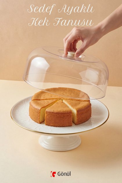 Patterned Footed Cake Pan – Cake Stand with Gold Gilded Edges and Lid