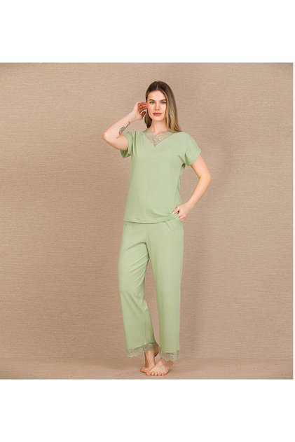 Lace Detailed Short Sleeve Pajama Set