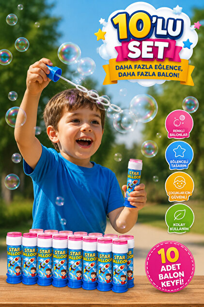 TOMBİ-X 10 Adet Bubble Baloncuk Çubuğu Köpük Oyuncak Çocuk Eğlence
