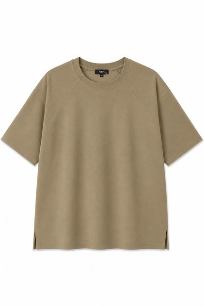Oversize Reglan Kol Basic Tişört Haki