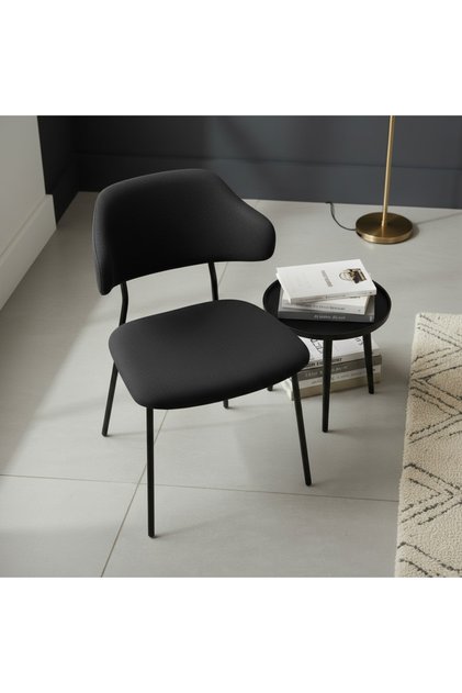 Black Fabric Dining Chair with a Modern Design and Strong Metal Legs