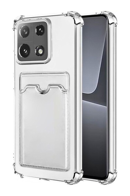 Xiao Mi 14T Pro Uyumlu Kılıf Kartlıklı Şeffaf Yumuşak Silikon Kılıf