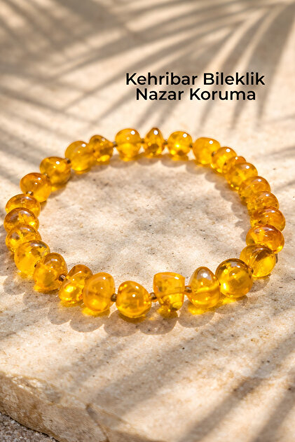 Real Amber Bracelet Yellow Color 18 cm Flexible Chain