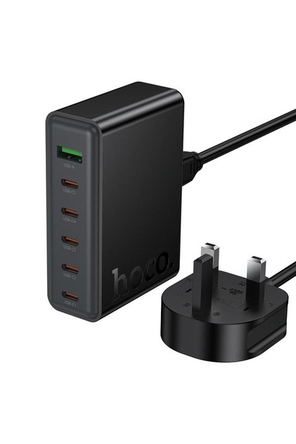 C152B GaN 70W 6-in-1 Fast Charger | USB-A + 5 Type-C Multi-Port Desktop Charger | Intelligent Balance | UK Plug | 1.8m Cable