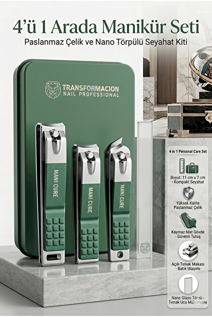 Transformacion Profesyonel 4'ü 1 Arada Manikür Seti, Paslanmaz