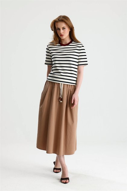Camel Gabardine Skirt