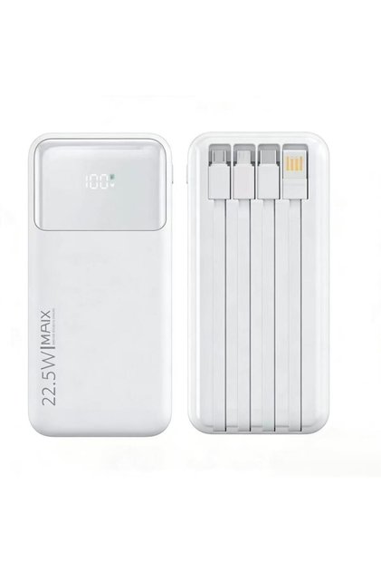 Fast-charging 30,000mAh power bank with 22.5W output and multiple protections. Lightweight and portable, perfect for commuting. Supports fast charging and comes with a built-in charging cable