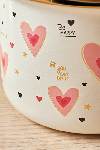 Karaca Kalp Detaylı Pink Love Emaye 3'lü Saklama Kabı Seti