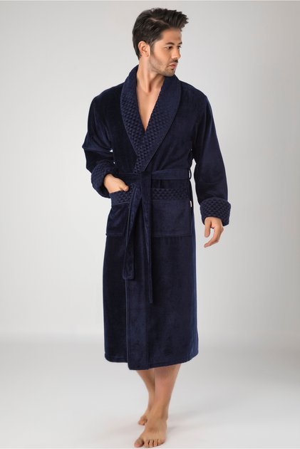 Men's Shawl Collar Pyramid Bamboo Cotton Soft Absorbent Luxury Bathrobe