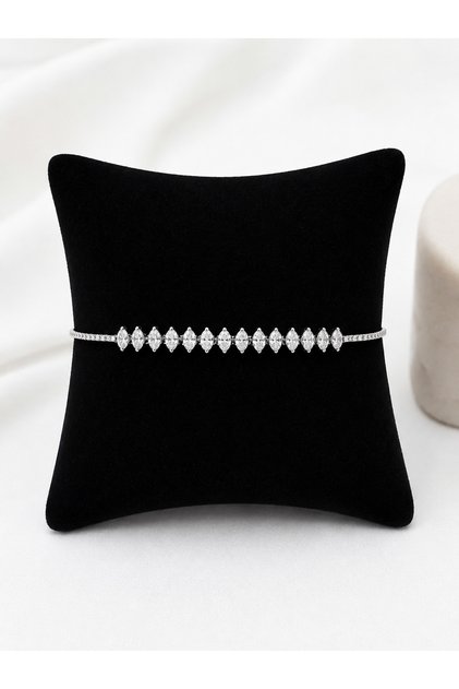 Zircon Stone Detailed Waterway Women's Bracelet – Silver Color