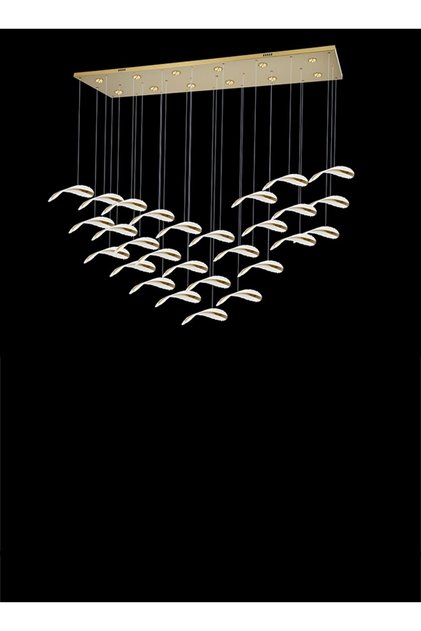 Modern Lighting, Luxury Linear Chandelier, 3 colors LED Light with Remote and dimmable, Gold color, L:180*500H:200 cm, Adjustable height.