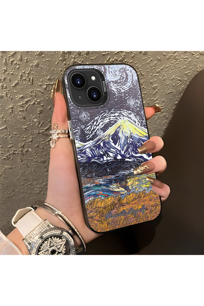 iPhone 13 Compatible Silicone Edge Hard Back Case Couple Phone Case Landscape Pattern