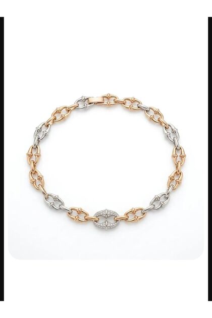 Silver and Copper Color Bone-Looking Steel Women's Bracelet