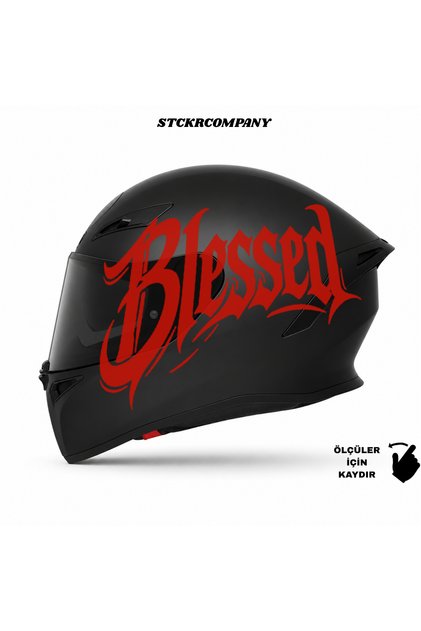 Blessed Kask Sticker – Motor Kaskı İçin Premium Yazı Kaligrafik Sticker