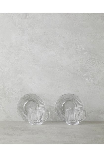 Lucent Glass 4 Piece Coffee Cup Set for 2 People 102 ml Transparent