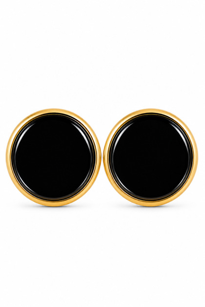 Summer Luxury Black Enameled Round Yellow Steel Women's Earrings