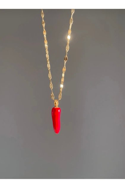 Chain Necklace with Pepper Charm, Lucky Charm Necklace
