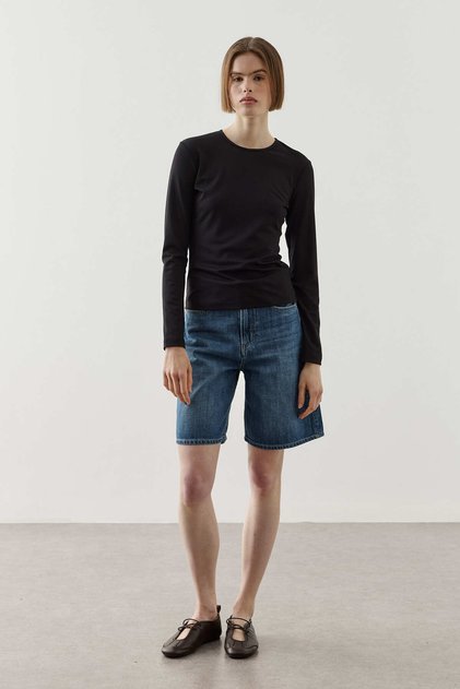 Basic Comfortable Long Sleeve Top Black