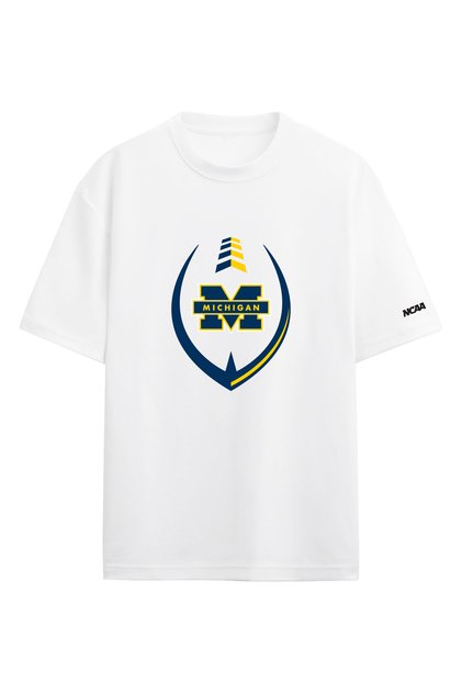 Michigan Wolverines Ncaa College American Football White Oversize T-Shirt