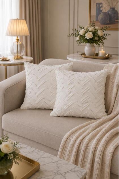 Zigra Cotton 2-Piece Throw Pillow Cover Cream