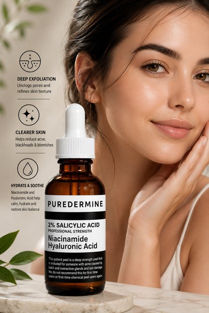 Akne ve Siyah Nokta Karşıtı %2 Salisilik Asit Serum Niacinamide ve Hyaluronik Asit İçeren Gözenek Sıkılaştırıcı ve Cilt Görünümünü Bakım