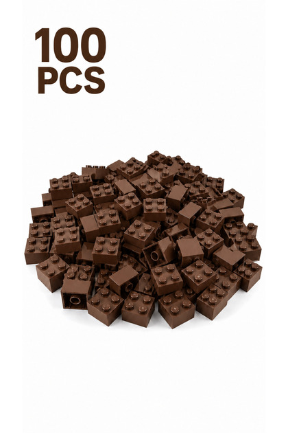 100 Pieces Single Color Brown 2X2 Piece Compatible with Classic and City